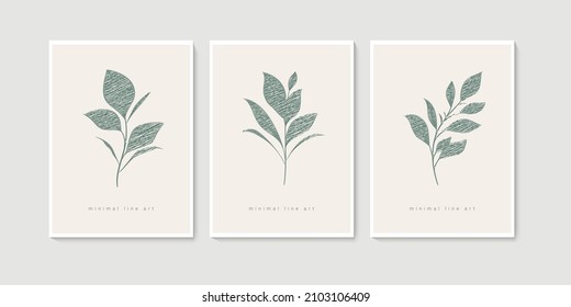 Abstract floral line art background vector. Gingko and botanical line art wallpaper. floral art for wall decoration and prints.