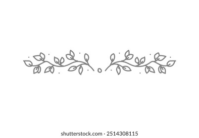 Línea floral Abstractas elemento de diseño de arte Doodle Vector de borde gris aislado en blanco