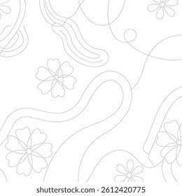 Abstract Floral Line Art Pattern Vector illustration