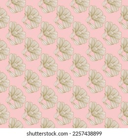 Abstract floral line seamless pattern in retro style. Delicate vintage outline flower endless background. Design for fabric, textile print, wrapping, cover. Vector illustration