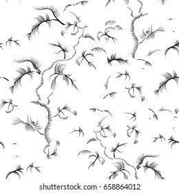 Abstract floral line seamless pattern. Frozen plant swirl winter ornamental background