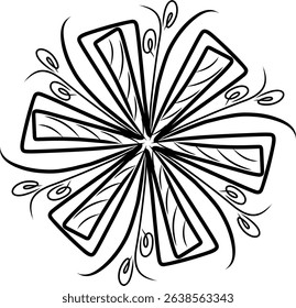 Abstract floral lines, ethnic fabric motifs, Islamic ornaments
