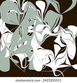 Abstract floral lines shape design. Inspired by plant, leaves. can be utilized for a variety of purpose. including background, wall art, fashion, wallpaper, interior, decorative, textile, and more