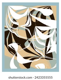 Abstract floral lines shape design. Inspired by plant, leaves. can be utilized for a variety of purpose. including background, wall art, fashion, wallpaper, interior, decorative, textile, and more