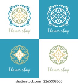 Abstract floral logo collection or flowers logo icon set design template vector illustration