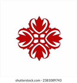 Resumen del diseño del logo floral con elementos de 4 hojas de arce formando la bandera británica en espacio negativo.