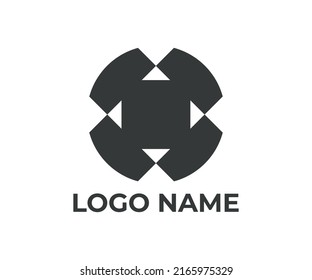Abstract Floral Logo, Emblem Logo Circle Logo With Black Color Logo