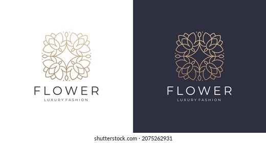 abstract floral logo template. creative flower rose concept with minimalist line art style design.