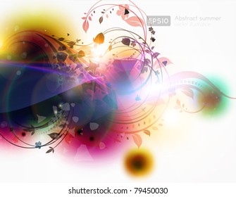 Abstract floral magic background for summer banner, background for bright colorful design
