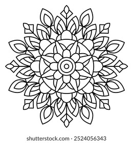 abstract floral mandala design with clean lines for coloring book, tattoo and henna design , mandala design for adults and kids coloring book
