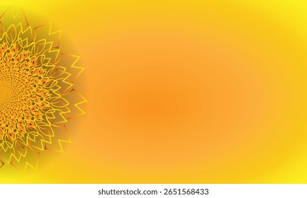 Quadro floral abstrato de Mandala no fundo de gradiente amarelo - Design decorativo da borda
