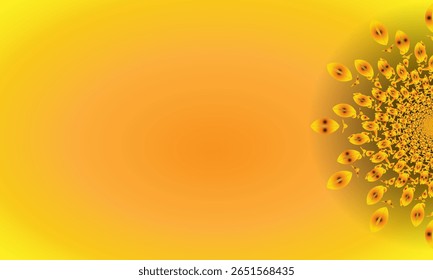 Abstract Floral Mandala Frame on Yellow Gradient Background – Decorative Border Design