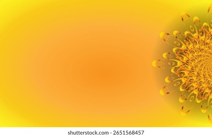Abstract Floral Mandala Frame on Yellow Gradient Background – Decorative Border Design