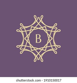 abstract floral mandala logo with the letter B in the middle. editable and easy to custom