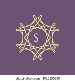abstract floral mandala logo with the letter S in the middle. editable and easy to custom