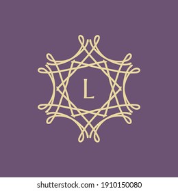 abstract floral mandala logo with the letter L in the middle. editable and easy to custom