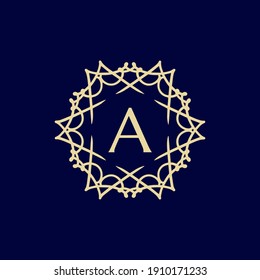 abstract floral mandala logo with the letter A in the middle. editable and easy to custom