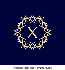 abstract floral mandala logo with the letter X in the middle. editable and easy to custom