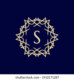 abstract floral mandala logo with the letter S in the middle. editable and easy to custom