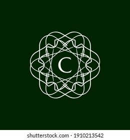 abstract floral mandala logo with the letter C in the middle. editable and easy to custom