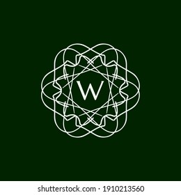abstract floral mandala logo with the letter W in the middle. editable and easy to custom