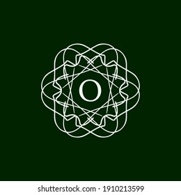 abstract floral mandala logo with the letter O in the middle. editable and easy to custom