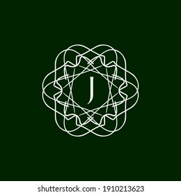 abstract floral mandala logo with the letter J in the middle. editable and easy to custom