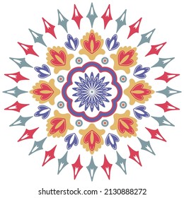 Abstract floral mandala. Oriental ornament nature illustration. Colorful vector flower