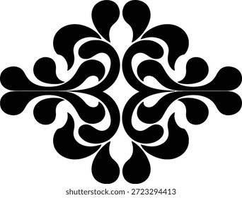 Abstract floral mandala pattern in black color, certificate, tattoo, 