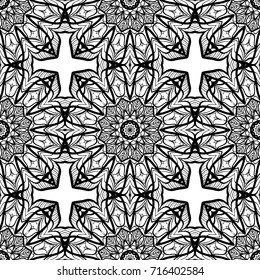 Abstract floral mandala seamless pattern. geometry design. Vector. Texture for holiday cards, Valentines day, wedding invitations