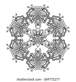 Abstract floral mandala zentangle