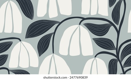 Abstract floral Matisse seamless pattern. abstract shape leaf and flower organic pattern.