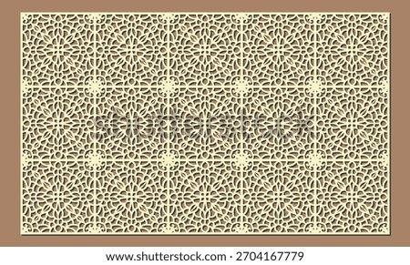 Abstract floral mesh, lattice grid and mandala lace design. CNC laser cutting template for wood carving.