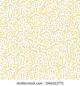 Abstract floral minimalistic seamless pattern in gold. Background in outline style with geometric textures, dots, circles, triangles, lines. Vector illustration.
