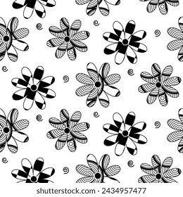 Abstract floral monochrome pattern isolated