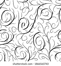 Resumen del patrón monocromo floral en un fondo blanco. Ilustración sin fisuras del vector. 
