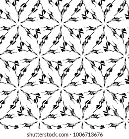 abstract floral monochrome seamless pattern.