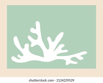 Abstract floral motif on a green background, minimalist painting