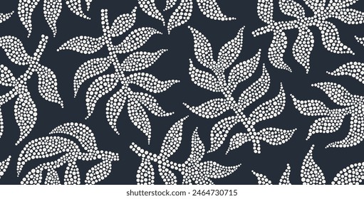 Abstract floral nature dotted style seamless pattern.