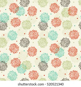 Abstract Floral Orange Green Blue And Brown Pattern