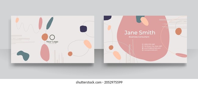 Abstract floral organic shapes background for business card. Contemporary modern hand drawn vector illustration.