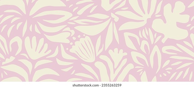 Abstract floral organic shapes pattern. Hand drawn minimal leaf and flower abstract seamless pattern. vector illustration