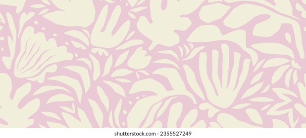 Abstract floral organic shapes pattern. Hand drawn minimal leaf and flower abstract seamless pattern. vector illustration