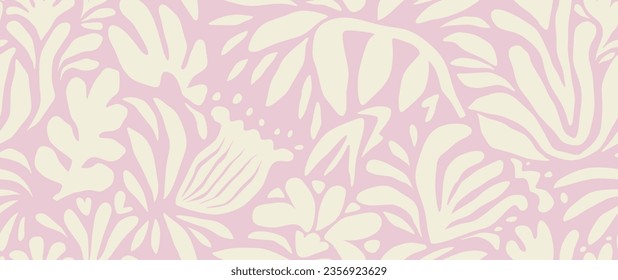Abstract floral organic shapes pattern. Hand drawn minimal leaf and flower abstract seamless pattern. vector illustration