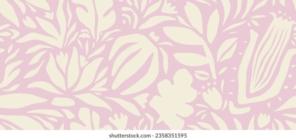 Abstract floral organic shapes pattern. Hand drawn minimal leaf and flower abstract seamless pattern. vector illustration