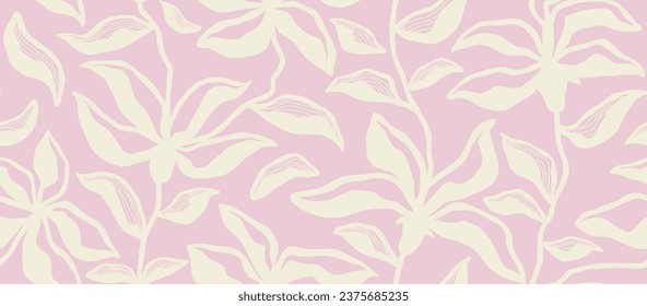 Abstract floral organic shapes pattern. Hand drawn minimal leaf and flower abstract seamless pattern. vector illustration