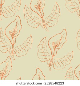 Abstract floral organic shapes pattern. Hand drawn minimal leaf and flower abstract seamless pattern. vector illustration