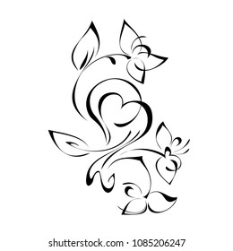 abstract floral ornament in black lines on a white background