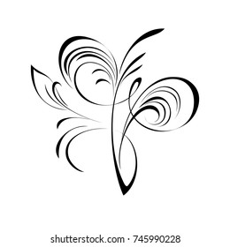 abstract floral ornament in black lines on a white background