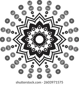 Abstract Floral Ornament with Circular Patterns